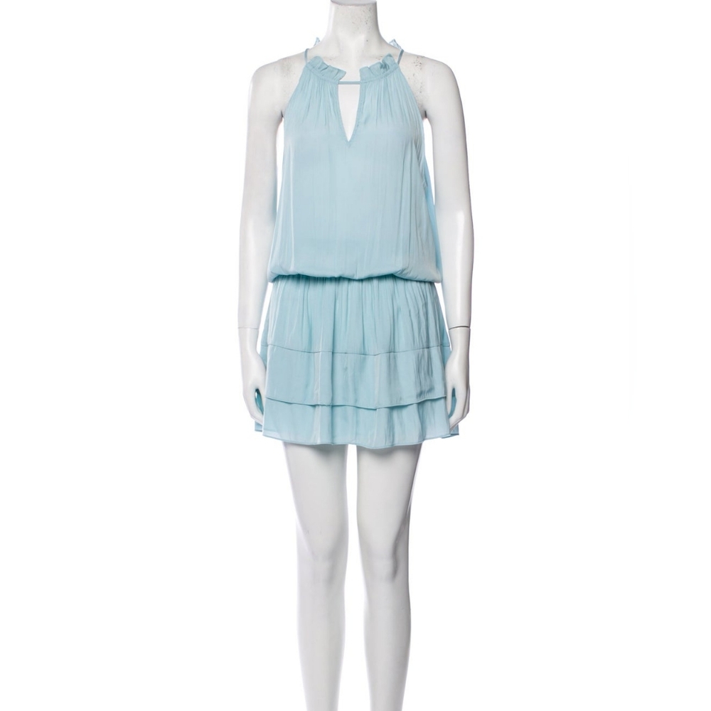 Ramy Brook Macy Gathered Blouson Pale Blue Sleeveless Dress